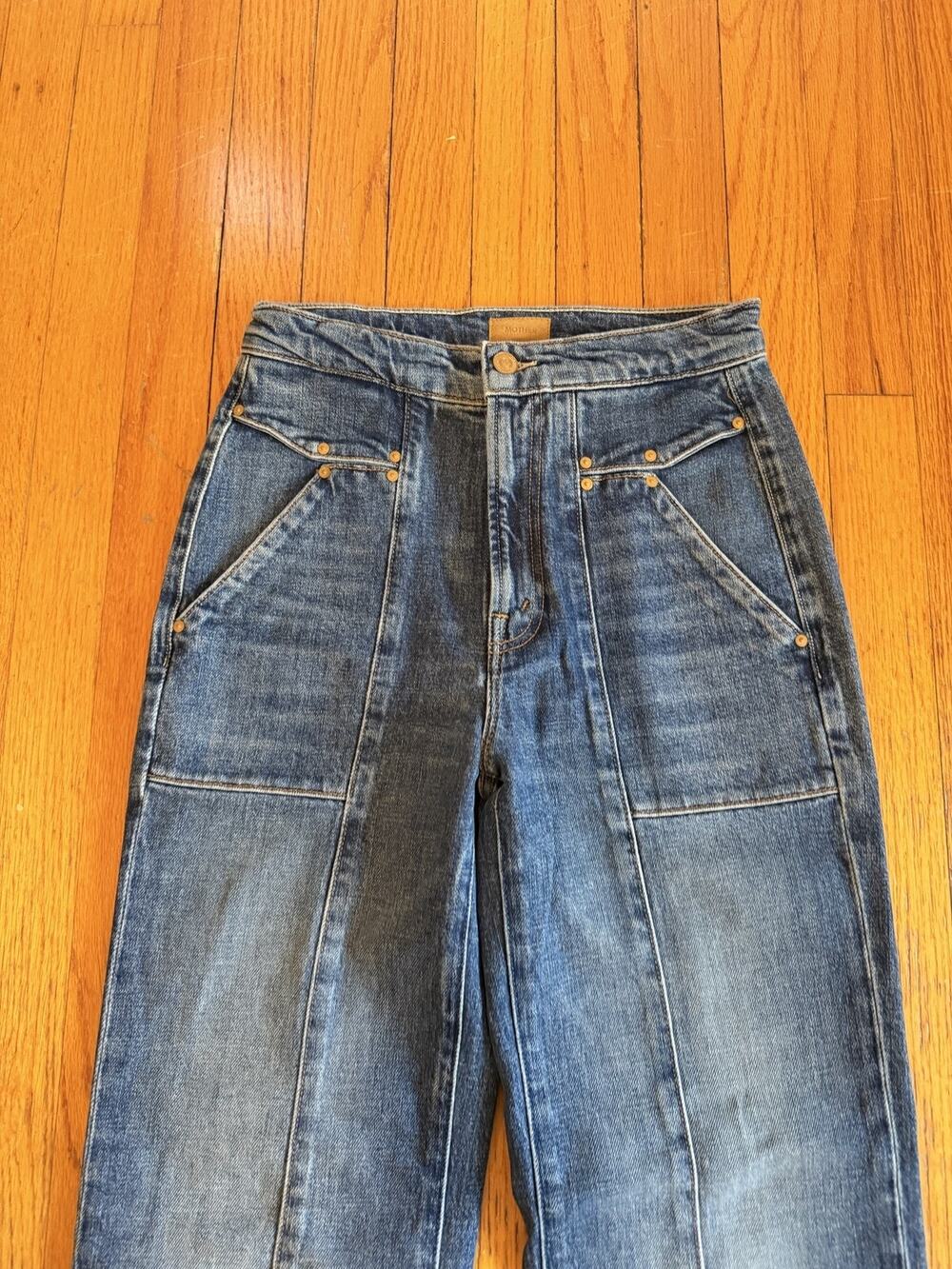 Mother Jeans Womens 26 Blue The Riveting Rambler Zip Sneak